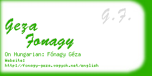 geza fonagy business card